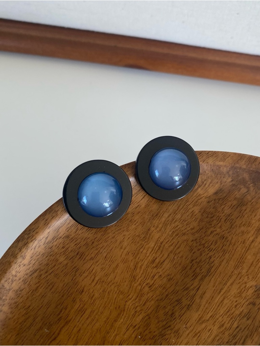 4/$15 Blue Black Round Disc Acrylic Stud Earrings